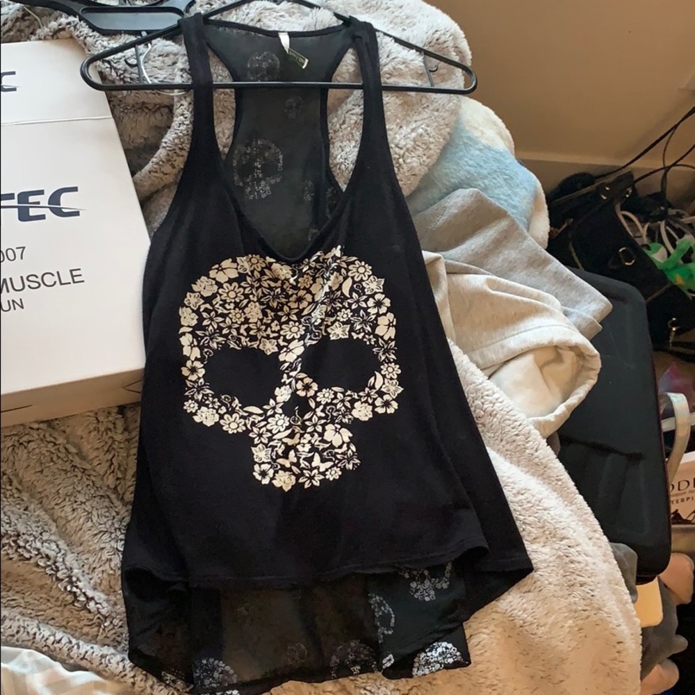 NEW SKULL TANK TOP SEE THROUGH - Picture 1 of 6
